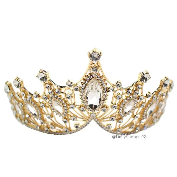 Accessories | Womens Marquise Glass Rhinestone Gold Toned 